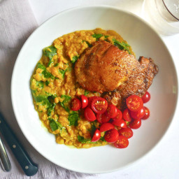 Spice-Rubbed Chicken with Red Lentil Dal