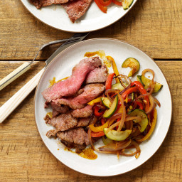 Spice-Rubbed Flank Steak with Fajita Vegetables
