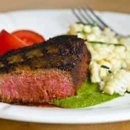 Spice-Rubbed Grilled Beef Tenderloin Filets with Chimichurri