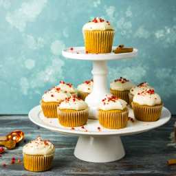 Spiced Chai Cupcakes With Brown Butter Frosting and Pink Peppercorn Sprinkl