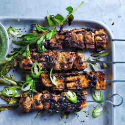 Spiced chicken and eggplant skewers