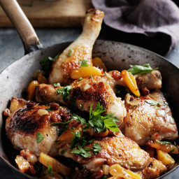 Spiced Chicken Legs with Apricots and Raisins