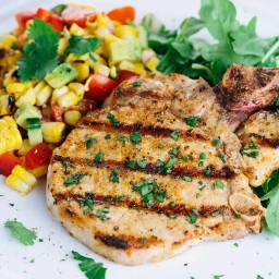 Spiced Grilled Pork Chops with Charred Corn Salad