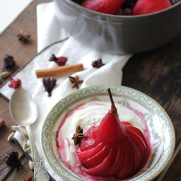 Spiced Hibiscus Poached Pears