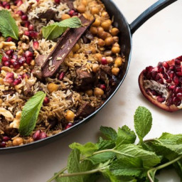 Spiced Lamb and Rice with Walnuts, Mint and Pomegranate