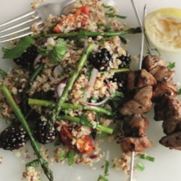 Spiced Lamb Skewers with Blackberry Quinoa Salad