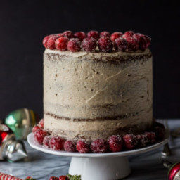 Spiced Layer Cake with Cinnamon Buttercream Frosting and Sugared Cranberrie