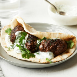 Spiced Middle Eastern Lamb Patties with Pita and Yogurt