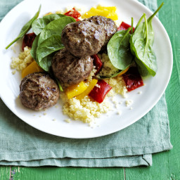Spiced Mini Burgers with Spinach and Couscous