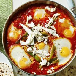Spiced North African-style eggs with homemade flatbreads