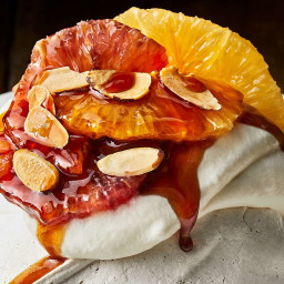 Spiced Pavlovas with Oranges and Mulled Wine Caramel