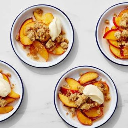 Spiced Peach Crumble with Honey-Whipped Mascarpone