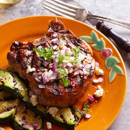 Spiced Pork Chops with Zucchini and Onion