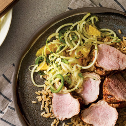 Spiced Pork with Citrus-Apple Slaw and Rice