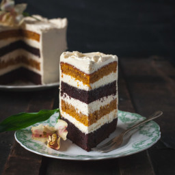 Spiced Pumpkin and Chocolate Cake with Maple Cinnamon Mascarpone Frosting