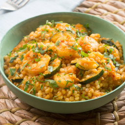 Spiced Shrimp and Pearl Couscouswith Sautéed Zucchini