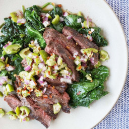 Spiced Skirt Steaks with Olive Relish