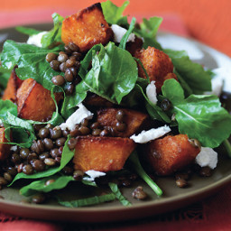 Spiced Pumpkin, Lentil, and Goat Cheese Salad