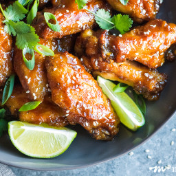 Spicy and Sticky Ginger Peach Chicken Wings