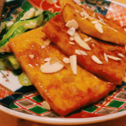 Spicy and Sweet Glazed Tofu on Greens