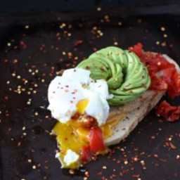 Spicy Avocado Toast + Roasted Tomatoes and Poached Egg