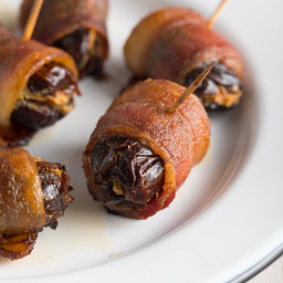 Spicy Bacon Wrapped Dates with Goat Cheese