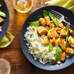 Spicy Chicken & Snow Pea Stir-Fry with Ginger Rice