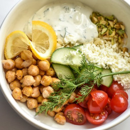 Spicy Chickpea Power Bowls with Tzatziki