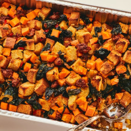 Spicy Cornbread Stuffing with Chorizo and Sweet Potatoes