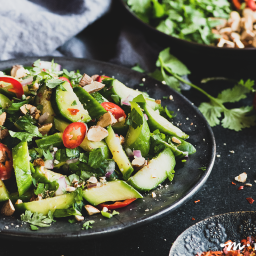 Spicy Cucumber Salad with Dry Roasted Almonds & Cilantro