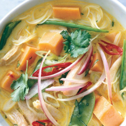 Spicy Curry Noodle Soup with Chicken and Sweet Potato