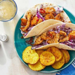 Spicy Ginger Chicken Tacos with Curry-Roasted Potatoes