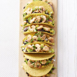 Spicy jerk prawn and mango tacos with coconut dressing
