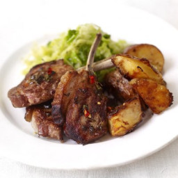 Spicy lamb cutlets with crispy coriander potatoes