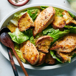 Spicy, Lemony Chicken Breasts With Croutons and Greens