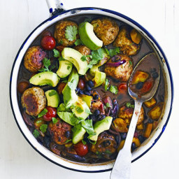 Spicy meatballs with chilli black beans
