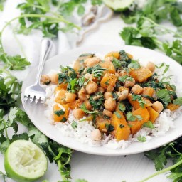Spicy Moroccan Butternut Squash, Chickpea, and Spinach Stew