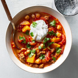 Spicy Moroccan-Style Lamb Soup with Garlicky Yogurt