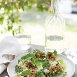 Spicy Mushroom Lettuce Cups with Cilantro Lime Crème
