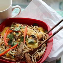 Spicy Noodle Bowl with Beef and Mango Recipe