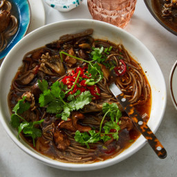 Spicy Noodle Soup With Mushrooms and Herbs