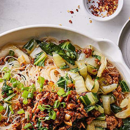 Spicy Noodles with Pork, Scallions & Bok Choy