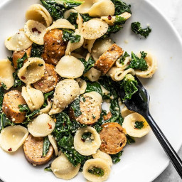 Spicy Orecchiette with Chicken Sausage and Kale