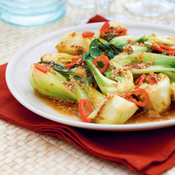 Spicy pak choi with sesame sauce