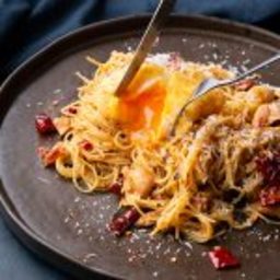 Spicy Pantry Pasta With Crispy Egg