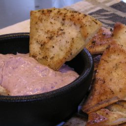 Spicy Red Bean Dip with Baked Pita Wedges