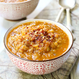 Spicy Red Lentil Soup with Veggies