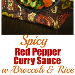 Spicy Red Pepper Curry Sauce with Broccoli and Rice