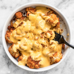Spicy Roasted Cauliflower with Cheese Sauce