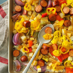 Spicy Roasted Sausage, Potatoes and Peppers Recipe